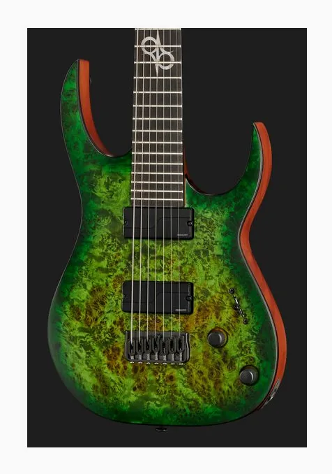 Solar Guitars S1.7AHLB Lime Burst Matte, paletta con meccaniche e logo