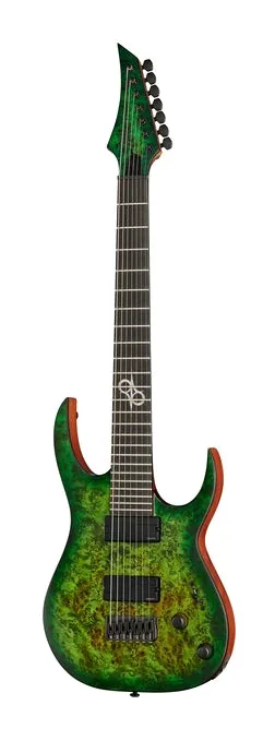 Solar Guitars S1.7AHLB Lime Burst Matte fotografato frontalmente