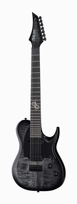 Solar Guitars T2.7FBB-Flame Black Burst in primo piano frontale