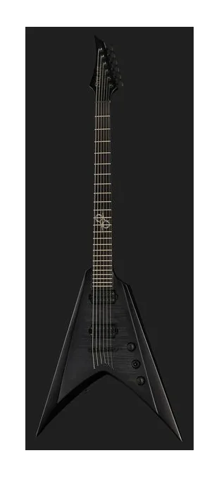 Solar Guitars V2.6FBB Baritone Flame Black, curve del body viste dall'alto
