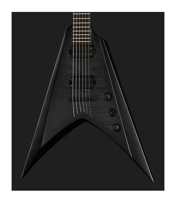 Solar Guitars V2.6FBB Baritone Flame Black, curve del body viste dall'alto