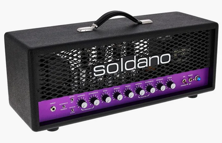 Soldano SLO 100 LTD Purple Panel Head, vista laterale del cabinet