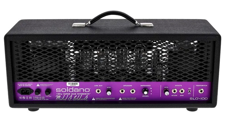 Soldano SLO 100 LTD Purple Panel Head, vista dall'alto della testata