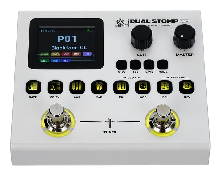 Soran Dual Stomp Pedal Lite, footswitch in primo piano