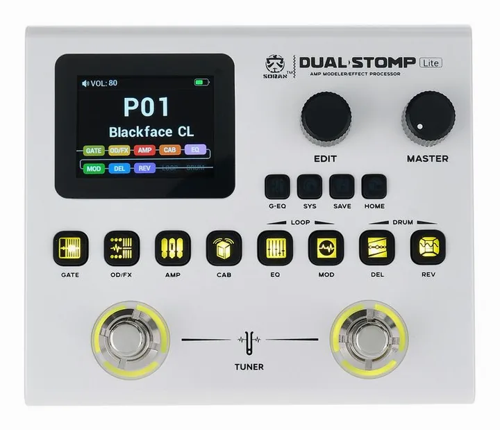 Soran Dual Stomp Pedal Lite, ingressi e uscite laterali