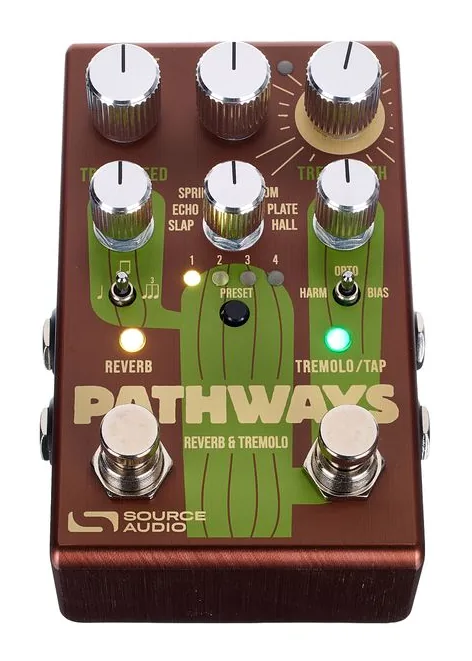 Source Audio Pathways Reverb & Tremolo, manopole viste dall'alto
