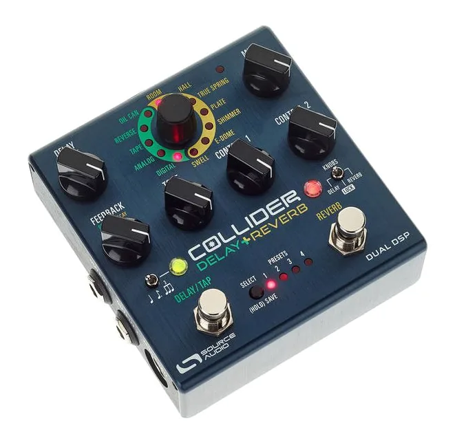 Source Audio SA 263 Collider Delay+ Reverb, ingressi e uscite laterali