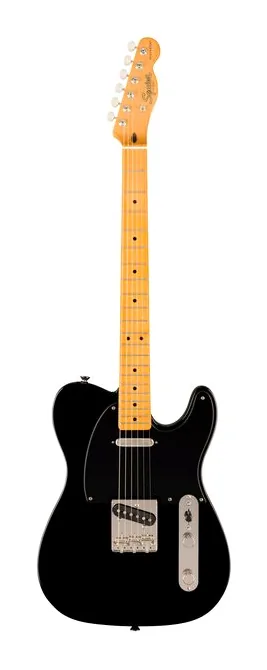 Squier CV 50s Tele MN BPG BLK inquadrato di fronte su sfondo neutro