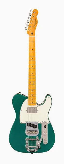 Squier CV Custom Tele Bigs MN SHW inquadrato di fronte su sfondo neutro
