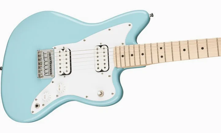 Squier Mini Jazzmaster MN DBL, manico e tastiera visti di lato