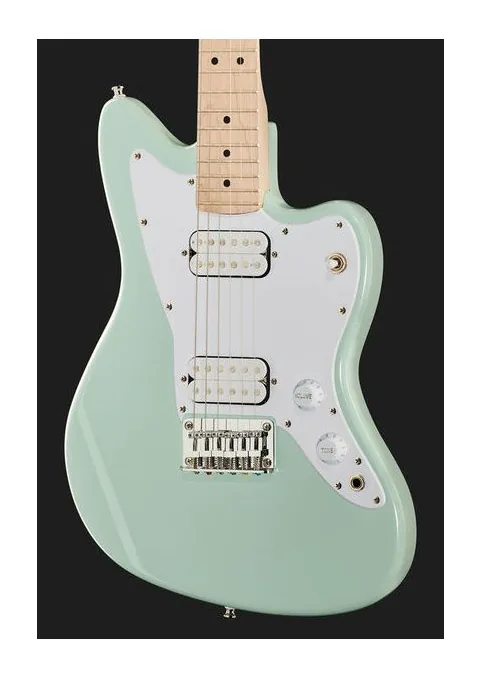 Squier Mini Jazzmaster MN SFG, corpo e verniciatura in primo piano