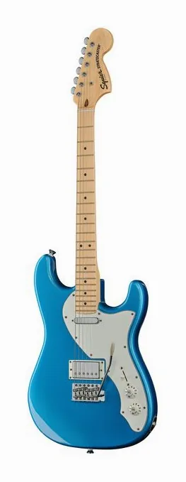 Squier Paranormal Strat Deluxe LPB fotografato frontalmente