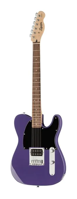 Squier Sonic Esquire H Ultraviolet inquadrato di fronte su sfondo neutro