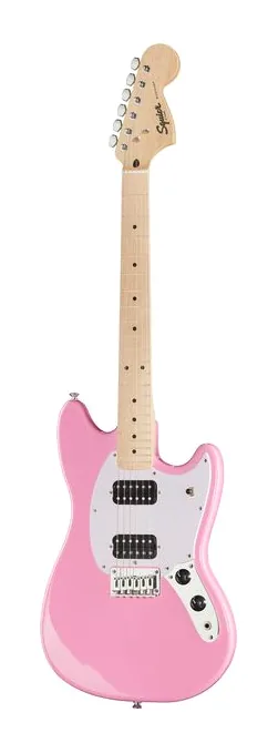 Squier Sonic Mustang HH Flash Pink visto di fronte
