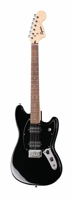 Squier Sonic Mustang HH LRL BLK in primo piano frontale