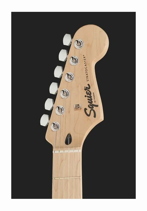 Squier Sonic Strat MN Black, paletta con meccaniche e logo