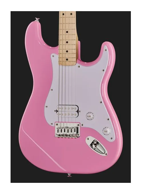 Squier Sonic Strat HT H Flash Pink, manico e tastiera visti di lato