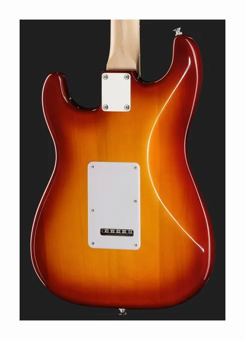Squier Sonic Strat LRL WPG SSB, manico e tastiera visti di lato