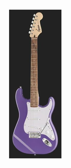Squier Sonic Strat LRL Ultraviolet, corpo e verniciatura in primo piano