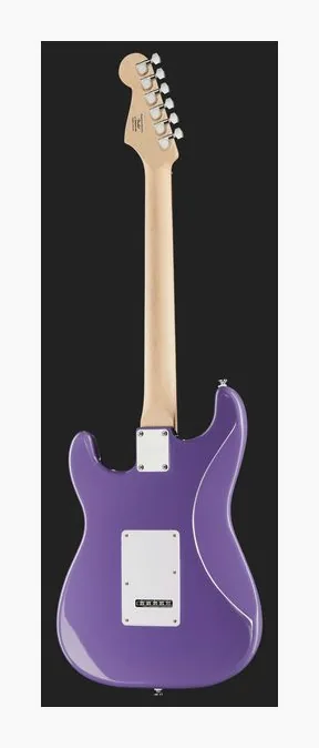Squier Sonic Strat LRL Ultraviolet, paletta con meccaniche e logo