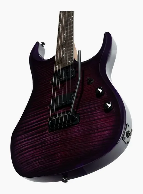 Sterling by Music Man JP150DFM Purple Nebula, corpo e verniciatura in primo piano