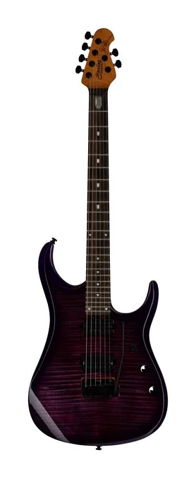 Sterling by Music Man JP150DFM Purple Nebula fotografato frontalmente
