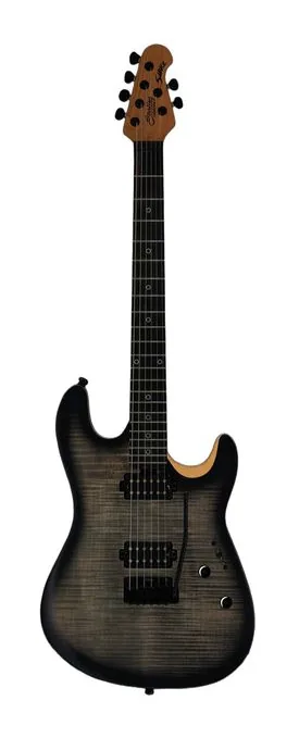 Sterling by Music Man Rabea ASB inquadrato di fronte su sfondo neutro