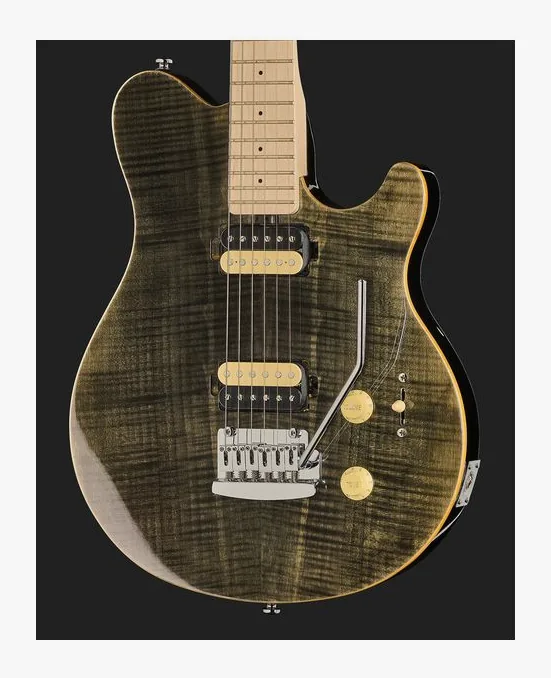 Sterling by Music Man S.U.B. Axis AX3 Trans Black, paletta con meccaniche e logo