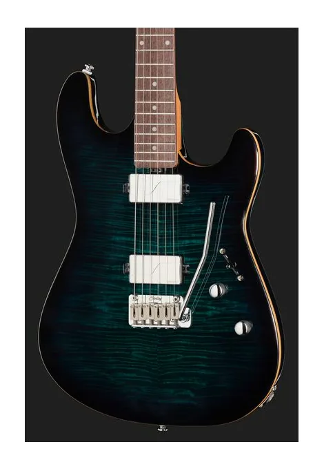 Sterling by Music Man Sabre Deep Blue Burst, profilo laterale del corpo