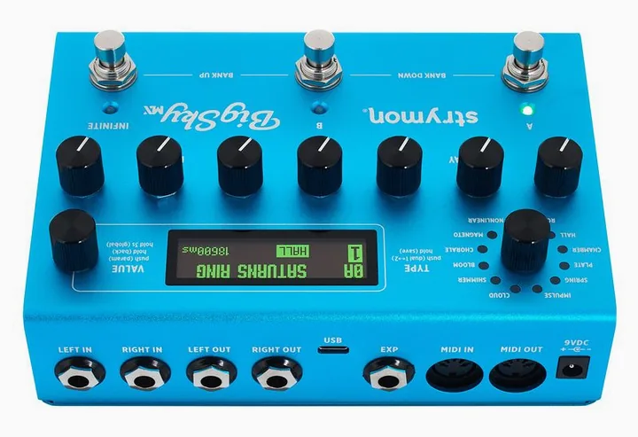 Strymon Big Sky MX Dual Engine Reverb, grafica del pannello superiore