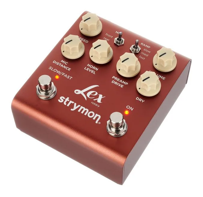 Strymon Lex V2 inquadrato di fronte su sfondo neutro