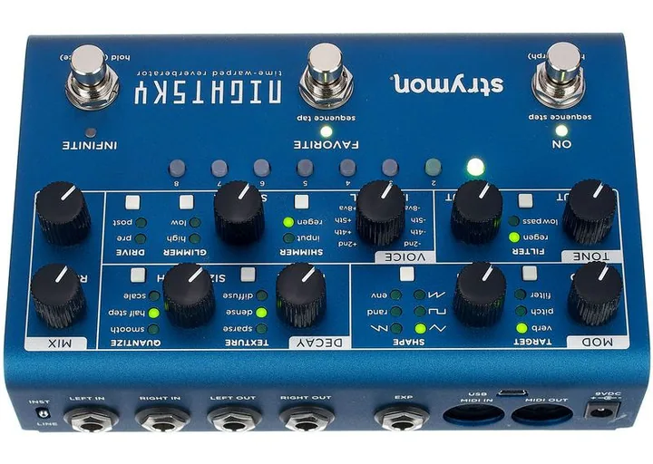 Strymon Nightsky Reverb, manopole viste dall'alto