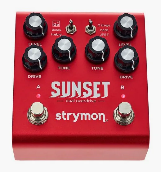 Strymon Sunset Dual Overdrive, grafica del pannello superiore