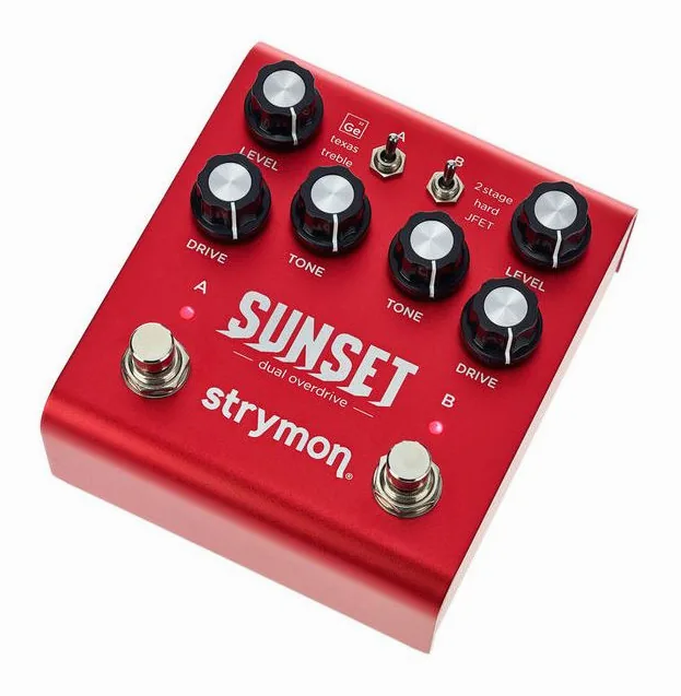 Strymon Sunset Dual Overdrive in primo piano frontale