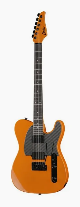 Suhr Andy Wood 10th Anniv T Orange inquadrato di fronte su sfondo neutro