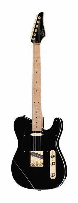 Suhr Mateus Asato Classic T MN BK inquadrato di fronte su sfondo neutro