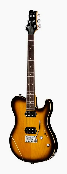 Suhr Oso 2-Tone Tobacco Burst inquadrato di fronte su sfondo neutro
