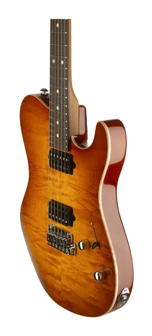 Suhr Oso Tea Burst, manico e tastiera visti di lato