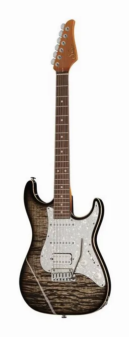 Suhr Standard Plus HSS PF TCB inquadrato di fronte su sfondo neutro