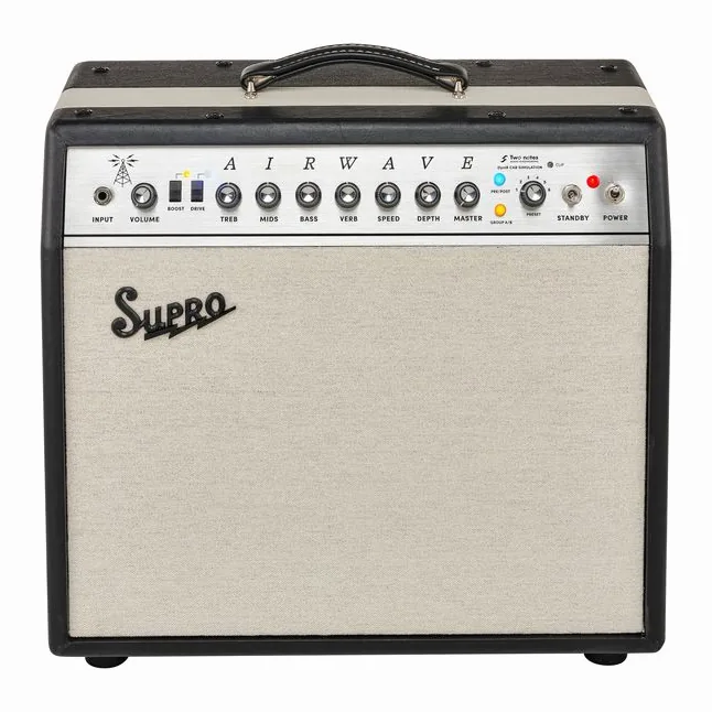 Supro Airwave, logo e finiture del pannello frontale