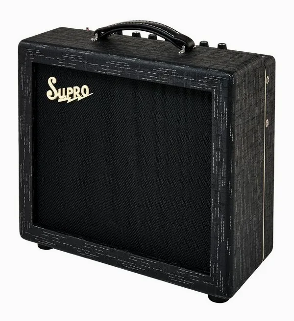 Supro Amulet 1x10 Black on Black visto di fronte