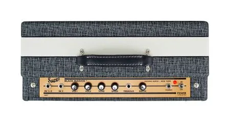 Supro 1695T Black Magick, pannello dei controlli in primo piano