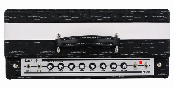 Supro Black Magick Reverb TB, vista dall'alto della testata