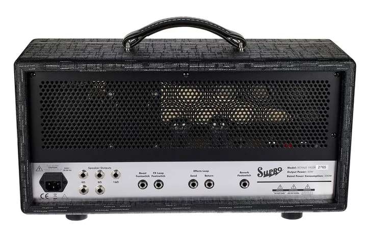 Supro Royale Head, retro con le prese di collegamento