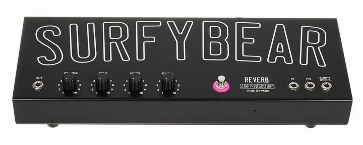 Surfy Industries Surfybear Metal Reverb 2.1 BK, ingressi e uscite laterali