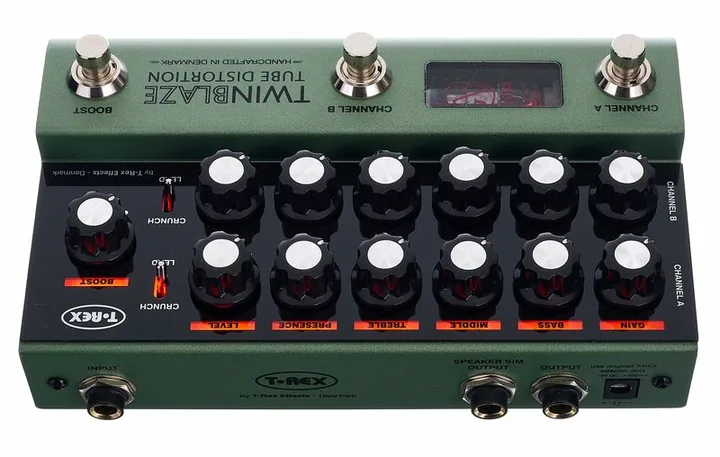 T-Rex Twinblaze Tube Distortion, led e interruttore a pedale