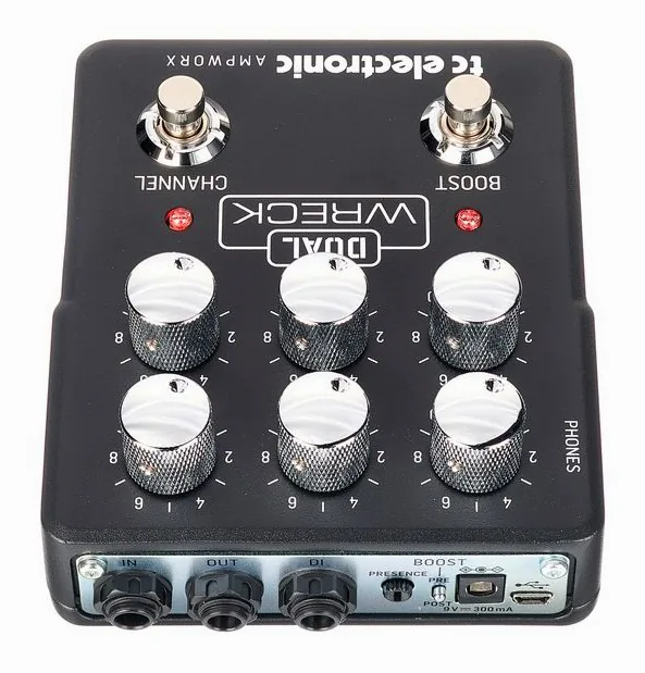 tc electronic Dual Wreck Preamp, ingressi e uscite laterali