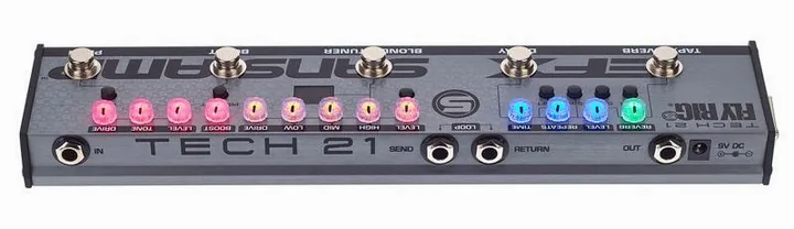 Tech 21 SansAmp Fly Rig 5 v2, retro con le prese di collegamento