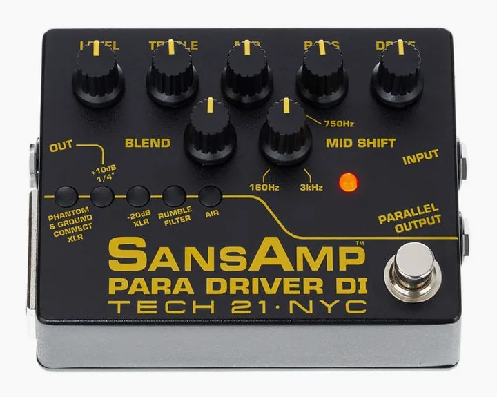 Tech 21 SansAmp Paradriver D.I. V2, grafica del pannello superiore