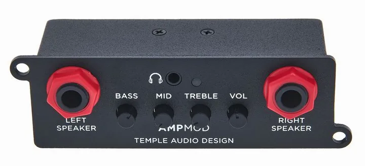 Temple Audio Design AMP MOD Stereo Amp Module, pannello dei controlli in primo piano